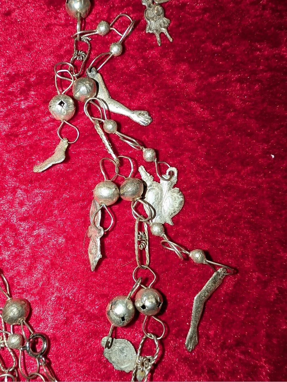 Vintage Silver Charm Necklace with Various Figurative Pendants